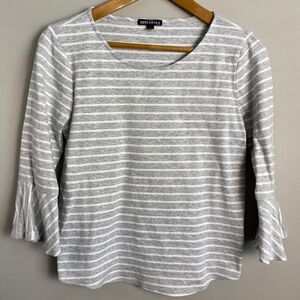 J. Crew Mercantile Women's Stripe 3/4 Sleeve Bell Cuff 100% Cotton Shirt Medium